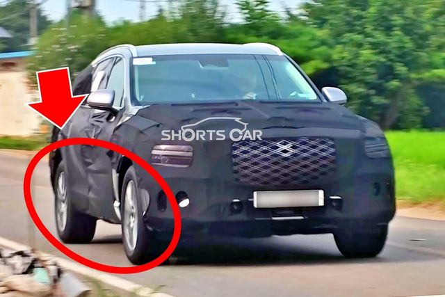 제네시스 GV80 하이브리드 테스트카 스파이샷 /사진=유튜브 '숏카 SHORTS CAR'