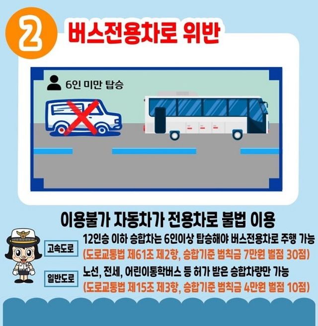 5대 반칙운전-버스전용차로 위반/사진=경찰청