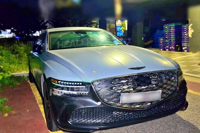 제네시스 G80 하이브리드 테스트카 스파이샷 /사진=유튜브 '힐러 Healer TV'