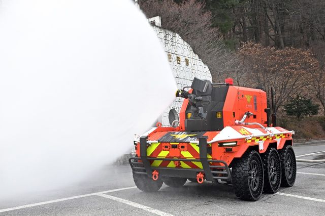 현대차그룹 무인소방차 기증식 /사진=현대차