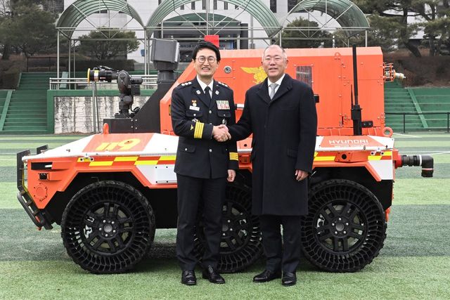 현대차그룹 무인소방차 기증식 /사진=현대차