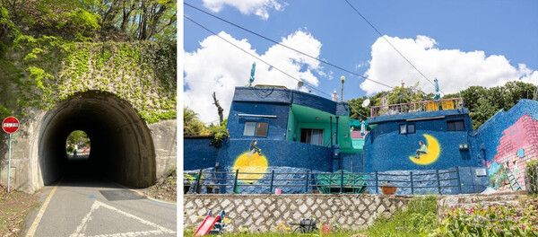 온라인 커뮤니티 (왼-한벽터널, 오-자만벽화마을 견우와 직녀)