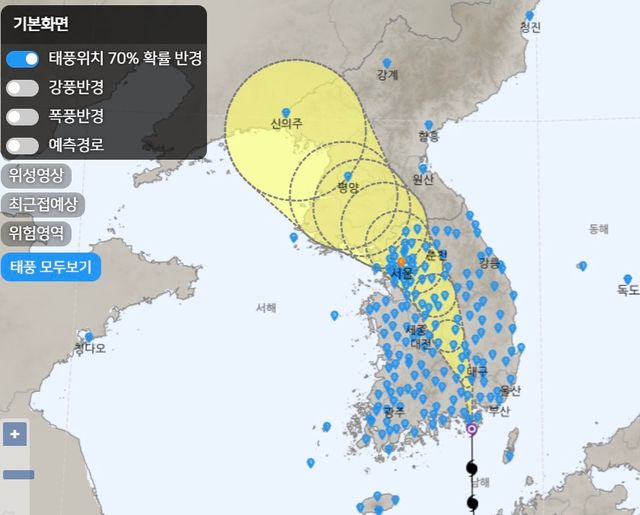 태풍 카눈의 이동 경로. /기상청