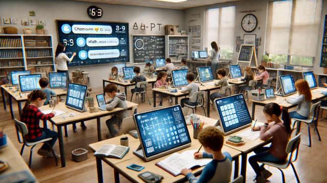 AI를 통해 학습하는 아이들을 ChatGPT로 형상화했다. /ChatGPT