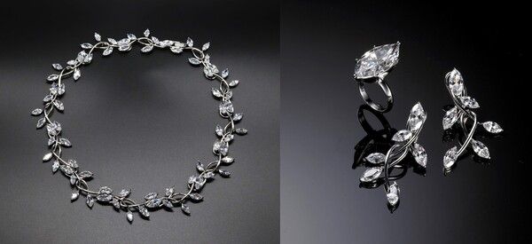 72개의 다이아몬드가 세팅된 기품 목걸이, 귀걸이와 반지 / 김종목주얼리