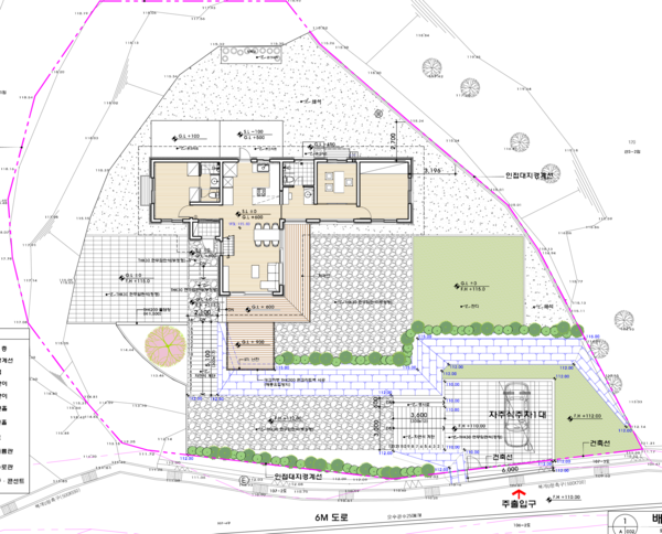 필자 설계 경남 양산 소재 단독주택&nbsp;석경수헌&nbsp;배치 및 평면도. 주인 영역과 나누어진 손님 영역은 손님이 하룻밤 편히 자고 갈 수 있도록 배려했다. /김정관