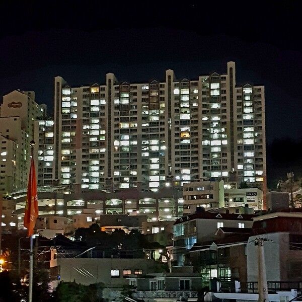 밤이 이슥한 시간인데도 불이 켜지지 않은 세대가 더 많은 아파트, 가족들이 아무도 집에 들어오지 않고 밖으로 나도는 이유는 왜일까? /김정관