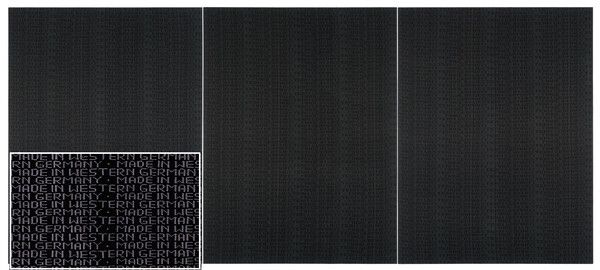 Rosemarie Trockel (1955 ~,&nbsp;Schwert Germany)&nbsp;Untitled (Made in Western Germany 1987), 240.35 x 180.34 x 3.18 cm each panel &nbsp;gray and black wool on stretcher Glenstone Museum. Potomac, MD. /worked at Glenstone Museum