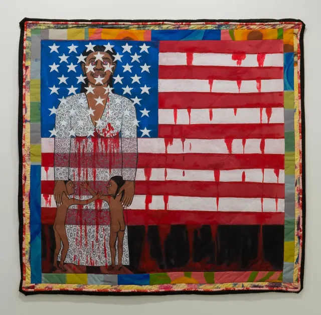 &nbsp;Faith Ringgold, The American collection #6 “The Flagg is Bleeding #2” 1997 /Courtesy of Glenstone Museum MD.