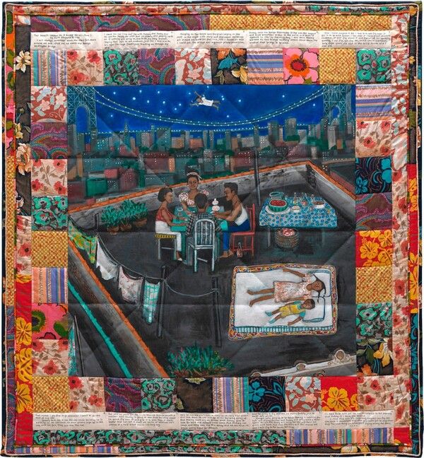 &nbsp;Faith Ringglold, “Tar Beach”1988, Acrylic on canvas with fabric border, 74.6X6.5 in /courtesy of Guggenheim Museum NY.&nbsp;