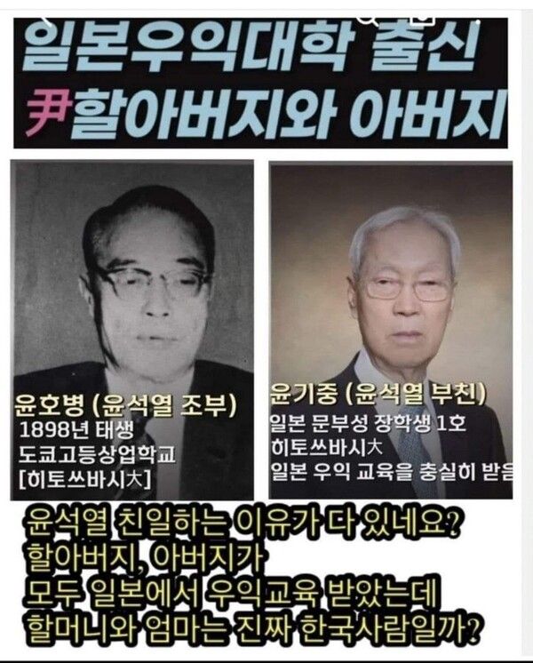 윤석열 대통령 조부의 동명이인을 이용한 가짜뉴스 /온라인 커뮤니티