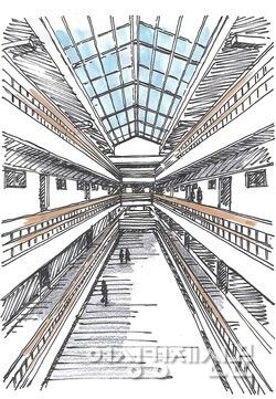 세운상가 내부 천창과 중정/ 그림=손웅익