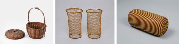 대나무로 만든 다양한 물건들. (왼쪽부터) 바구니, 토시, 베개 /국립민속박물관