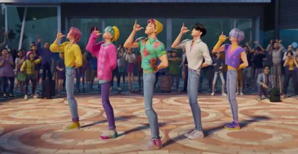 케이팝 데몬 헌터스 사자보이즈가 '소다팝'을 부르는 장면. /유튜브 '넷플릭스 코리아' 캡처