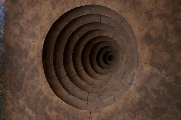Clay Houses(Boulder-Room-Holes 2007)의 세 번째 집 내부에 설치된&nbsp;구멍(Hole) /Glenstone Museum