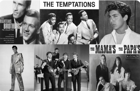 상단 왼쪽부터 라이쳐스브라더스, 더템프테이션, 폴엥카, 하단 왼쪽부터 엘비스프레슬리,비틀즈, 마마스앤파파스 /김성만&nbsp; 제공