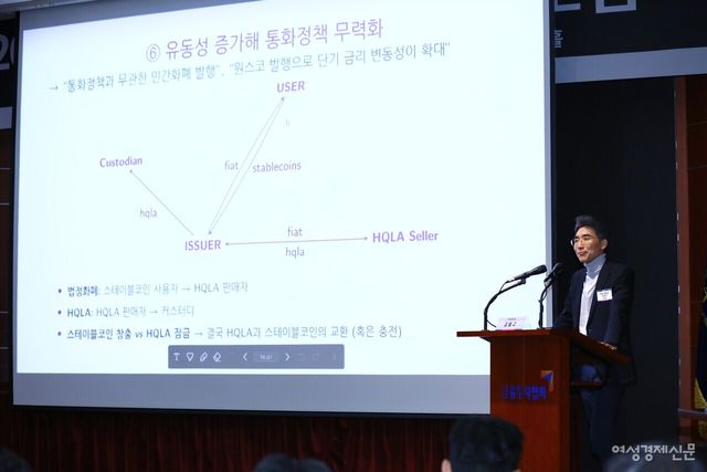 강형구 한양대 파이낸스경영학과 교수가 발표를 하고 있다. /류빈 기자
