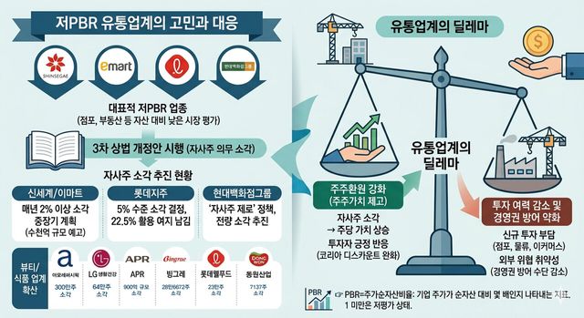 저PBR 유통업계의 자사주 소각 추진 현황과 자사주 소각에 따른 영향 /제미나이