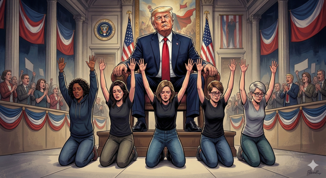 지난 8년, 미국 진보 진영은 대안 없는 '트럼프 안티 팬클럽'으로 전락해 자멸했다. 상대를 향한 분노가 오히려 트럼프라는 괴물을 더 크게 키워준 꼴이다. 독자적 비전이 없다면 영원히 들러리에 불과하다는 뼈아픈 지적이다. /구글 제미나이 나노바나나 제작 이미지