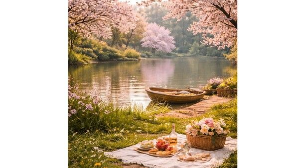 벚꽃 핀 봄날 소풍 /픽사베이