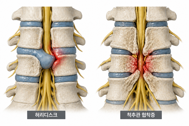 디스크와 협착증 개념 이해를 돕기 위한 AI 제작 이미지 /챗GPT 생성
