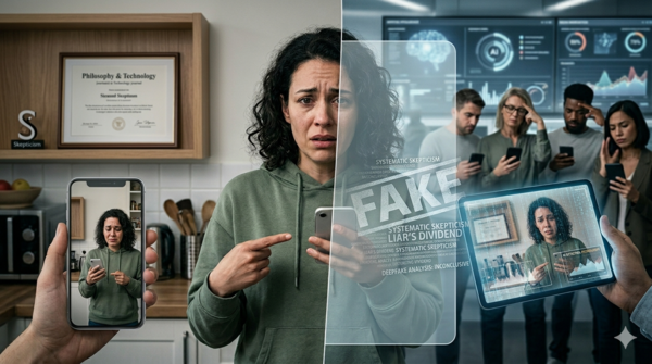 AI 합성 콘텐츠가 범람하면서&nbsp;본인이 올린 진짜 콘텐츠조차 위조로 여겨질 수 있는 환경이 만들어지고 있다. /제미나이 생성 이미지