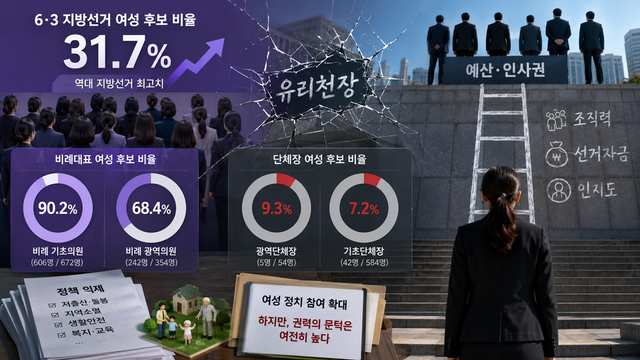지방선거 여성 후보 비율 31.7% 수치 이면의 구조적 불균형이 뚜렷하다. /챗gpt 생성