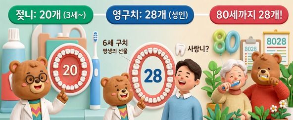 치아의 개수. AI로 생성한 이미지임 /제미나이 나노바나나
