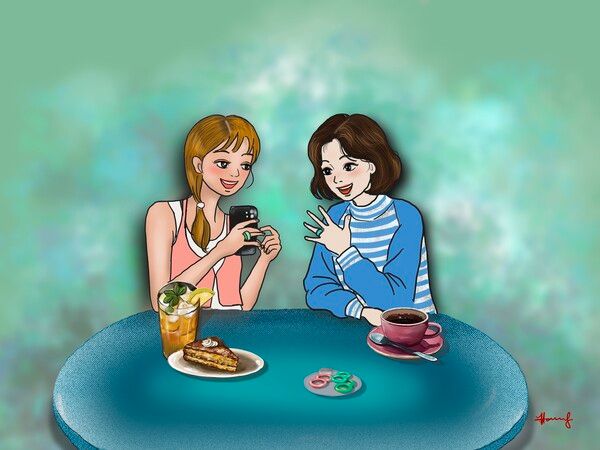 요즘 젊은이들 사이에서 힙한 아이템으로 사랑받는 옥반지 /그림=홍미옥, 아이패드로 그림
