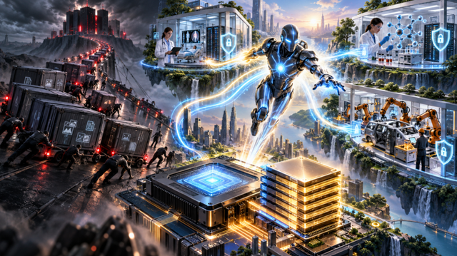 AI 성능 경쟁의 핵심은 계산과 데이터 사이의 거리를 줄이는 데 있다. HBM은 데이터를 GPU 가까이 붙였고, K-멜로디는 반대로 AI 모델을 병원·제약사 데이터가 있는 곳으로 보내 연합학습을 구현한다. /챗GPT