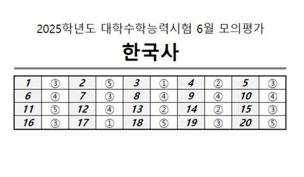 2024년 고3 모의고사 전과목 정답지 (출처=EBSi)