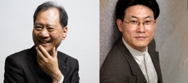 &nbsp;김수복 시인(좌)과 고두현 시인, 김달진문학상 운영위원회 제공