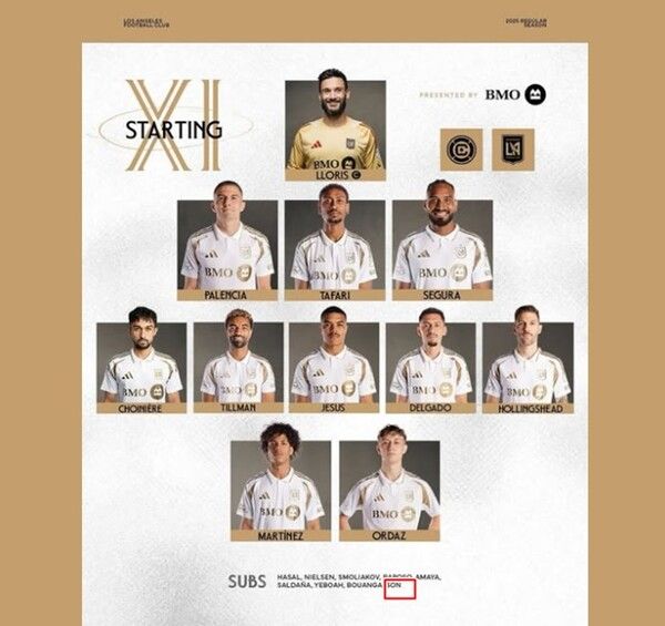 LAFC 시카고 경기 선발라인업 명단 / LAFC 인스타그램&nbsp;