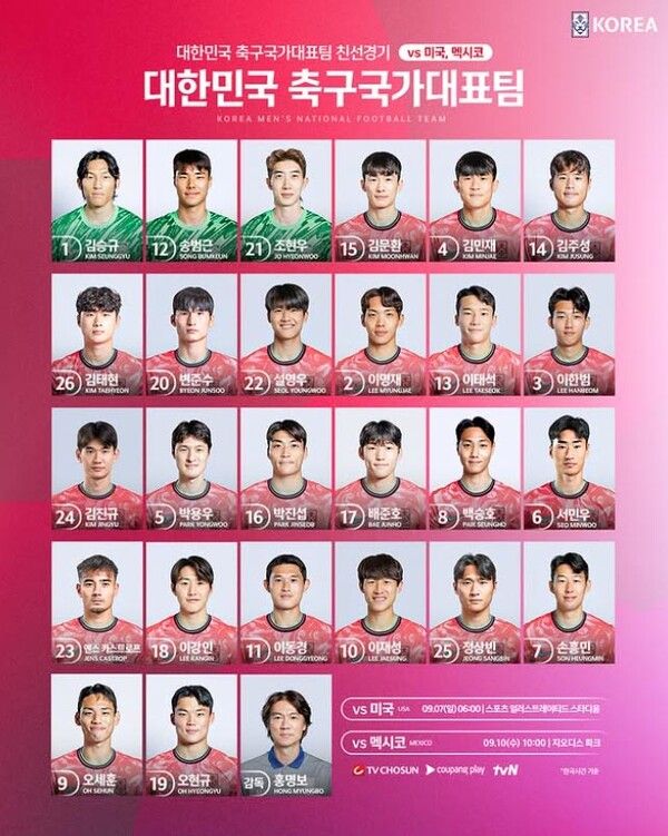 한국축구 국가대표, 미국 축구중계일정 (사진=대한축구협회 SNS)