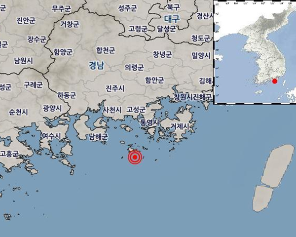 통영 앞바다 지진 (사진=기상청 제공)