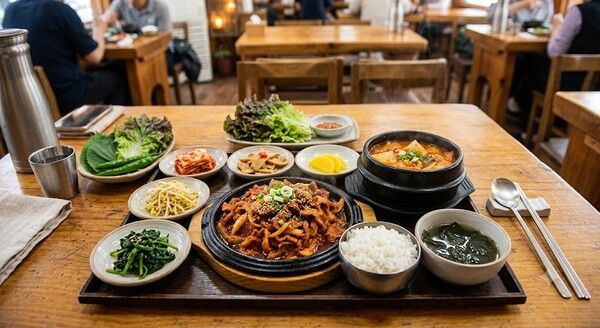 점심 뭐먹지, 점심메뉴 제육볶음 정식 (사진=뉴스앤북 AI이미지)