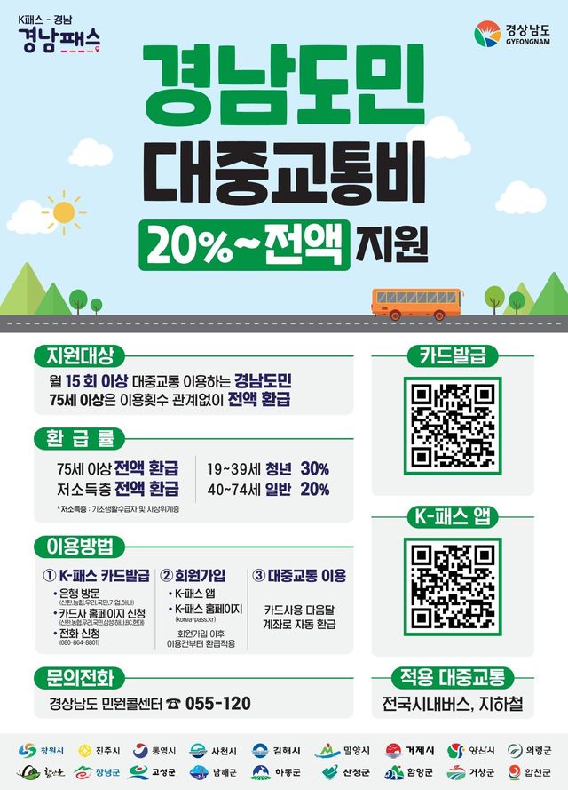 월 15회 이상 대중교통 이용 경남도민,&nbsp;교통비&nbsp;최소 20% 환급[연합뉴스]
