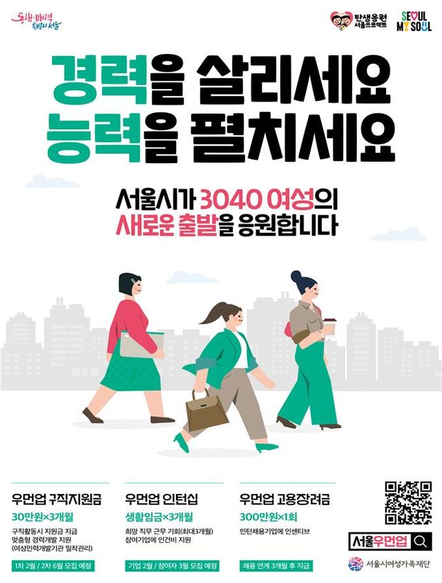 서울시, 경력단절여성 2천600여명에 구직지원금 등 3종 지원[연합뉴스]