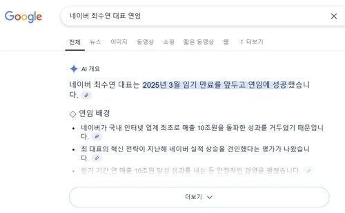 '칠가이' 배경 한눈에…AI&nbsp;검색&nbsp;요약시대 '성큼'[연합뉴스]