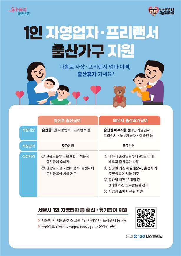 서울시, 1인 자영업자 배우자&nbsp;출산휴가급여&nbsp;요건 완화[연합뉴스]