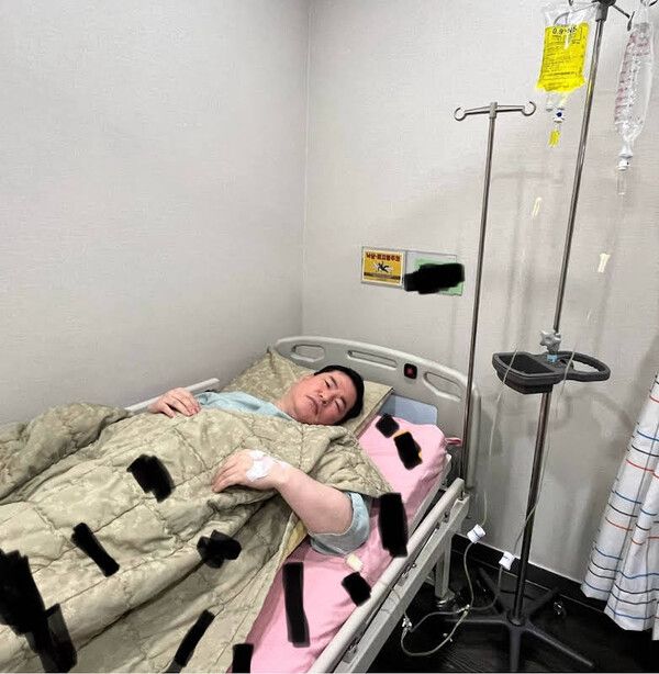 유동규 병상 사진 (사진출처 : 유튜브 채널 '유재일' 커뮤니티)