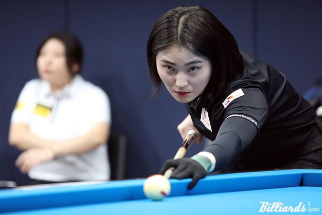 2021-22시즌에 처음 열린 '휴온스 LPBA 챔피언십' 우승자 강지은(SK렌터카)은 이번 5차 투어에서 두 번의 탈락 위기에서 극적으로 생존해 8강까지 올라왔다.&nbsp; &nbsp;사진=고양/이용휘 기자