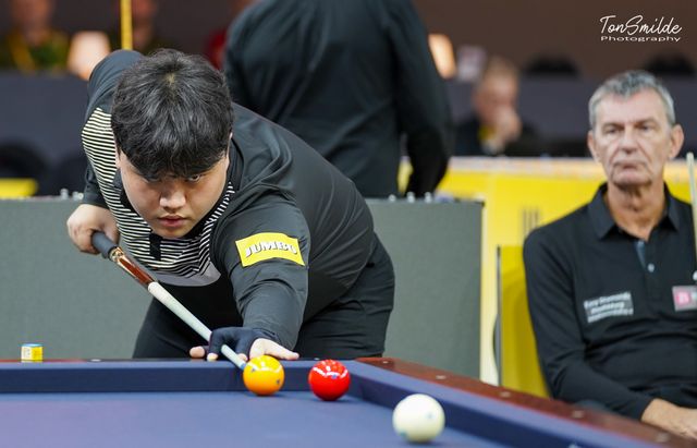 한국의 정예성(서울)이 '베겔 3쿠션 당구월드컵' 예선 2라운드(PPQ)에서 B조 1위를 차지했다.&nbsp; 사진=Ton Smilde
