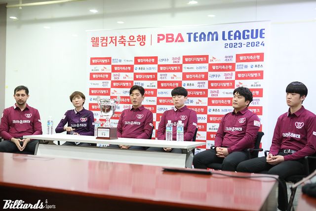 4라운드 우승 후 공식 기자회견에 참석한 크라운해태 라온.