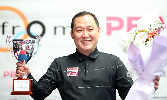 프로당구 PBA 드림투어 4차전 우승으로 강등 한 시즌 만에 1부 복귀를 확정한 신기웅. 사진=PBA 제공