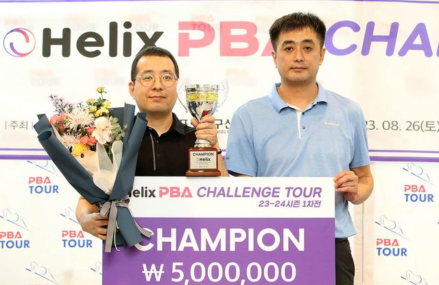 챌린지투어 1차전에서 우승한 이재천(왼쪽)과 준우승 오정수.