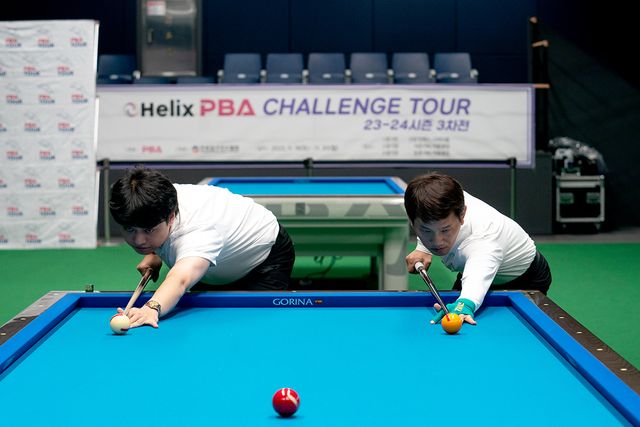 지난 챌린지투어 3차전 장병대 vs 김정섭의 결승전 뱅킹 장면.