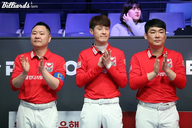 웰컴저축은행의 한국 선수 3인방. 왼쪽부터 서현민, 김임권, 이상대.