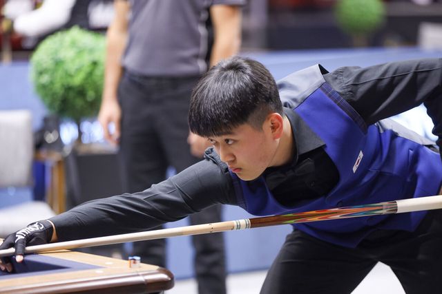 O조에서 지난해 준우승자 디미트리오스 셀레벤타스(그리스)를 꺾고 16강에 진출한 한국의 오명규(강원).&nbsp; 사진=아프리카TV 제공