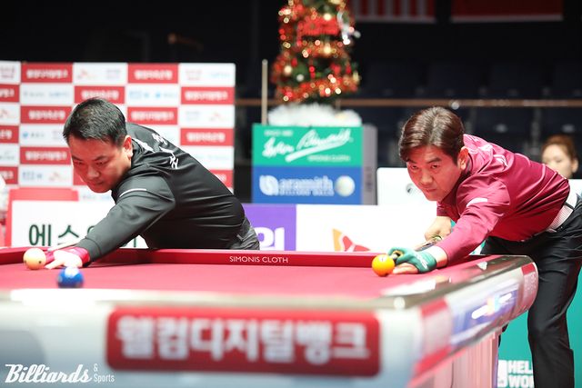 프로당구 팀리그 5라운드까지 정규리그 선두 NH농협카드와 2위 크라운해태의 최종 우승 경쟁이 이어지고 있다.&nbsp; 사진=빌리어즈앤스포츠 DB